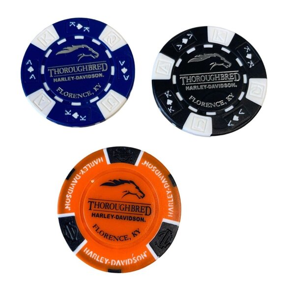Harley-Davidson Poker Chips Set Of 3 Collectible Chips Thoroughbred Florence KY - Picture 2 of 2
